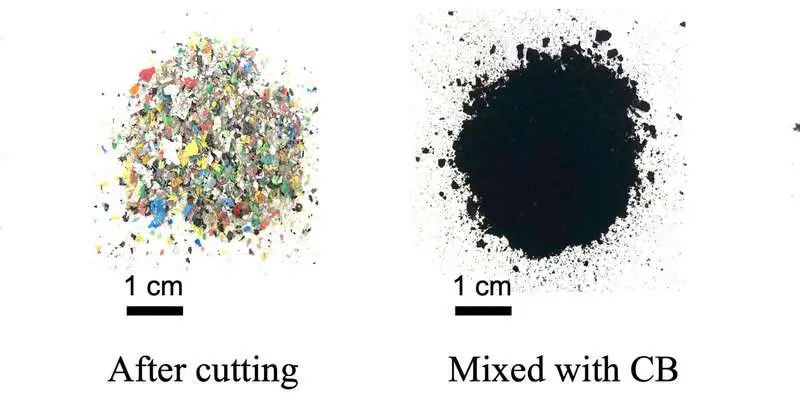 A black and white substance with a white layer on top, showcasing a contrasting texture and color combination.
