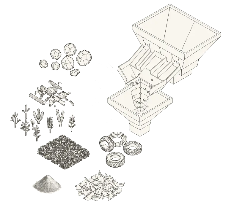 A detailed drawing of a food-making machine, showcasing various components and mechanisms involved in food production.