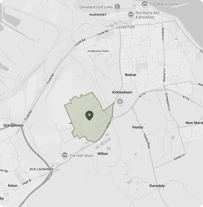 Map showing the location of Wilton, Lazenby, Redcar TS10 4RF, United Kingdom.