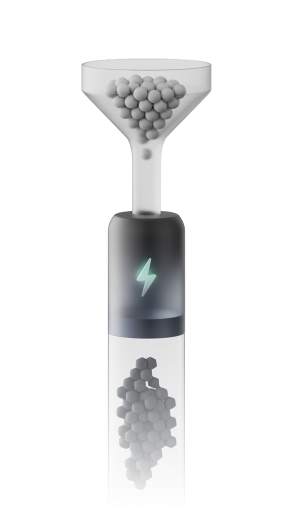 Black and white image of a device emitting a white light, showcasing its sleek design and modern features.