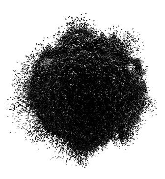 A black ball centered against a solid black background, creating a seamless visual effect.